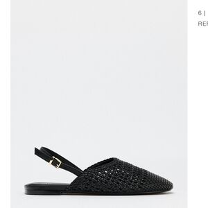 Zara Braided Black Slingback Women's Flats